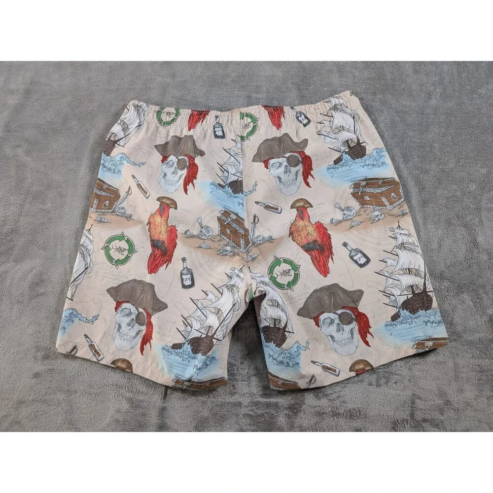 Psycho Tuna Skull Board Shorts Mens XXL Parrot Swim Trunks Drawstring